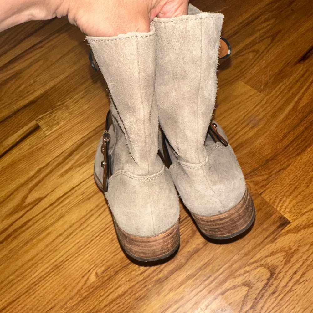 Coach Amy Boots Womens 6B Ash Tan Brown Strap Adjustable Straps Mid Calf Pull On - Picture 3 of 9